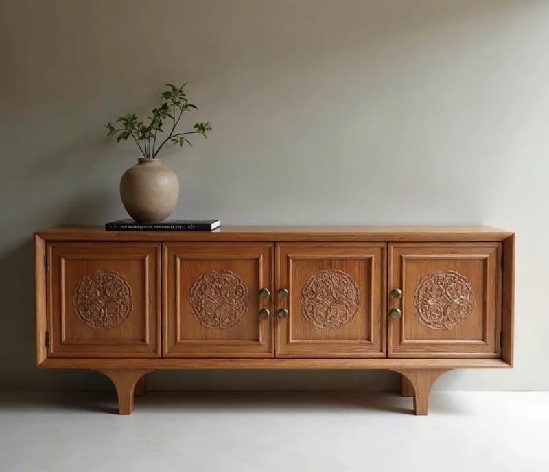 Acoustic Slatted Media Credenza